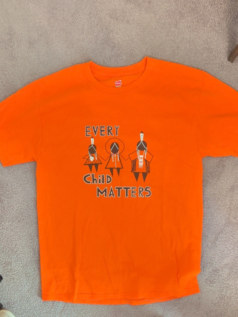 Hanes Orange Graphic Tee "Every Child Matters"